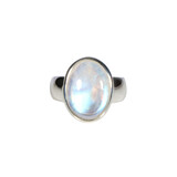 Zilveren ring maansteen (regenboog) maat 17 1/2 | ovaal 1,6  x 1,2 cm
