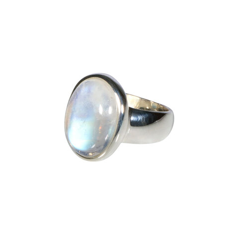 Zilveren ring maansteen (regenboog) maat 17 1/2 | ovaal 1,6  x 1,2 cm
