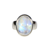 Zilveren ring maansteen (regenboog) maat 18 1/2  | ovaal 1,7 x 1,3 cm