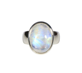 Zilveren ring maansteen (regenboog) maat 18 1/2  | ovaal 1,7 x 1,3 cm