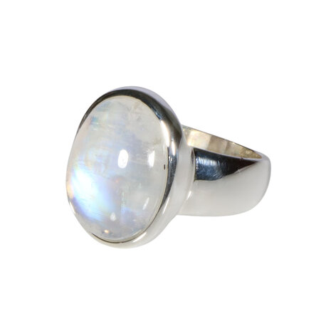 Zilveren ring maansteen (regenboog) maat 18 1/2  | ovaal 1,7 x 1,3 cm