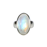 Zilveren ring maansteen (regenboog) maat 17 | ovaal 2 x 1,2 cm