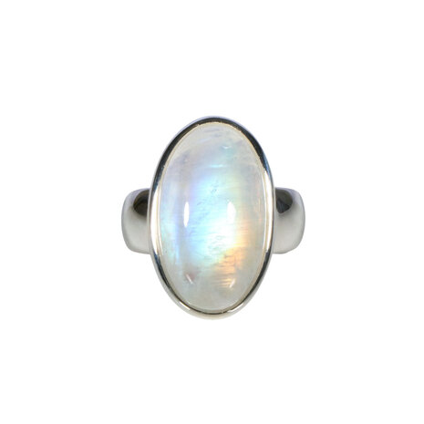 Zilveren ring maansteen (regenboog) maat 17 | ovaal 2 x 1,2 cm