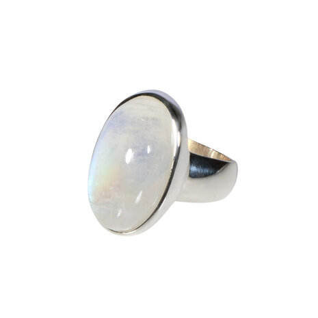 Zilveren ring maansteen (regenboog) maat 17 | ovaal 2 x 1,2 cm