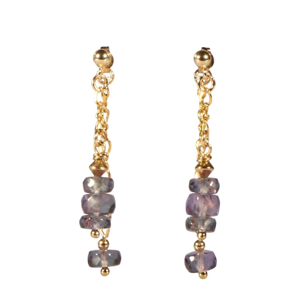 Gouden (14k) met gold filled oorstekers alexandriet