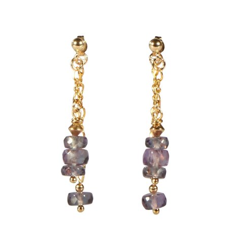 Gouden (14k) met gold filled oorstekers alexandriet