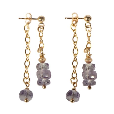 Gouden (14k) met gold filled oorstekers alexandriet