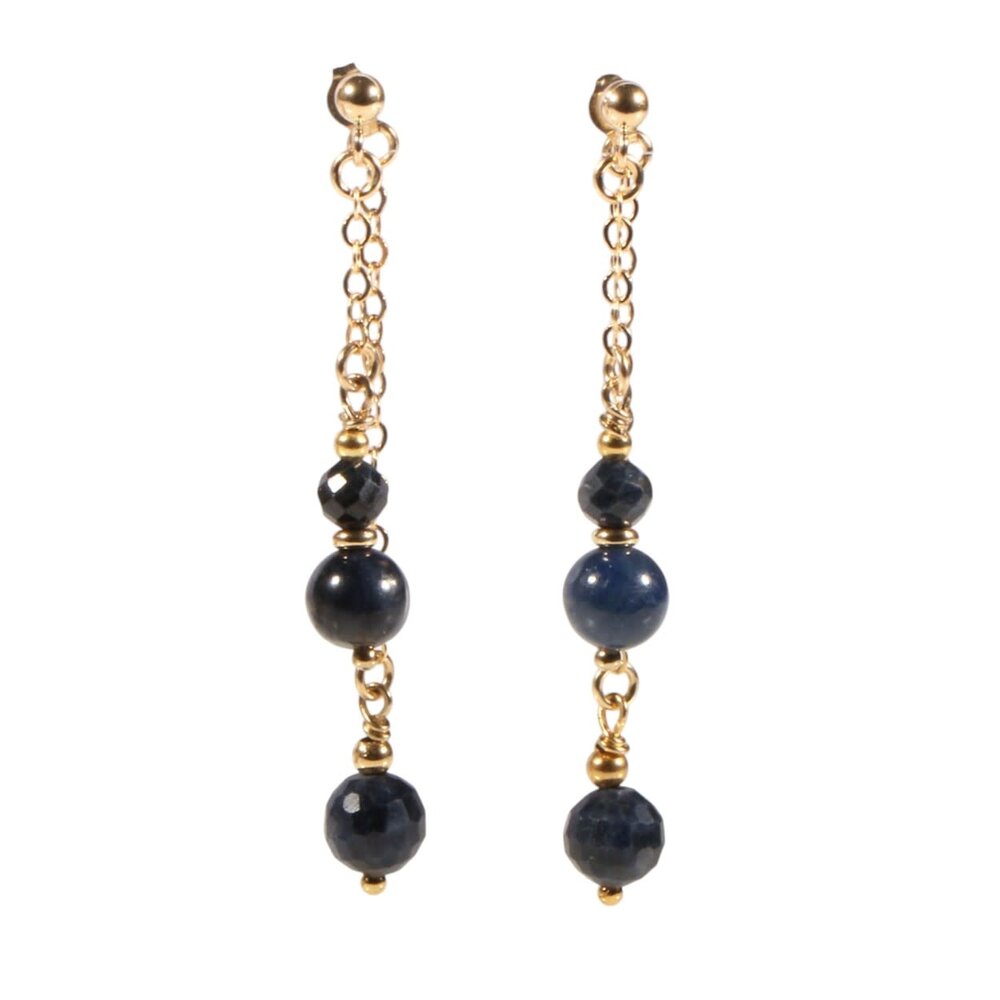 Gouden (14k) met gold filled oorstekers saffier