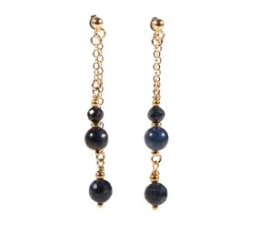 Gouden (14k) met gold filled oorstekers saffier