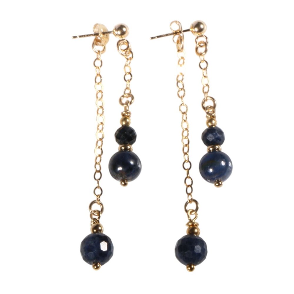 Gouden (14k) met gold filled oorstekers saffier