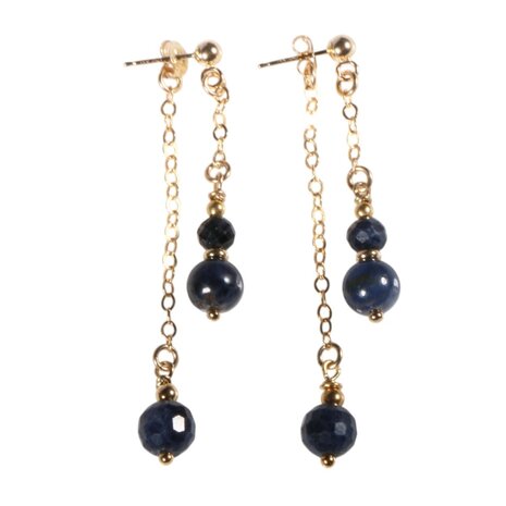 Gouden (14k) met gold filled oorstekers saffier