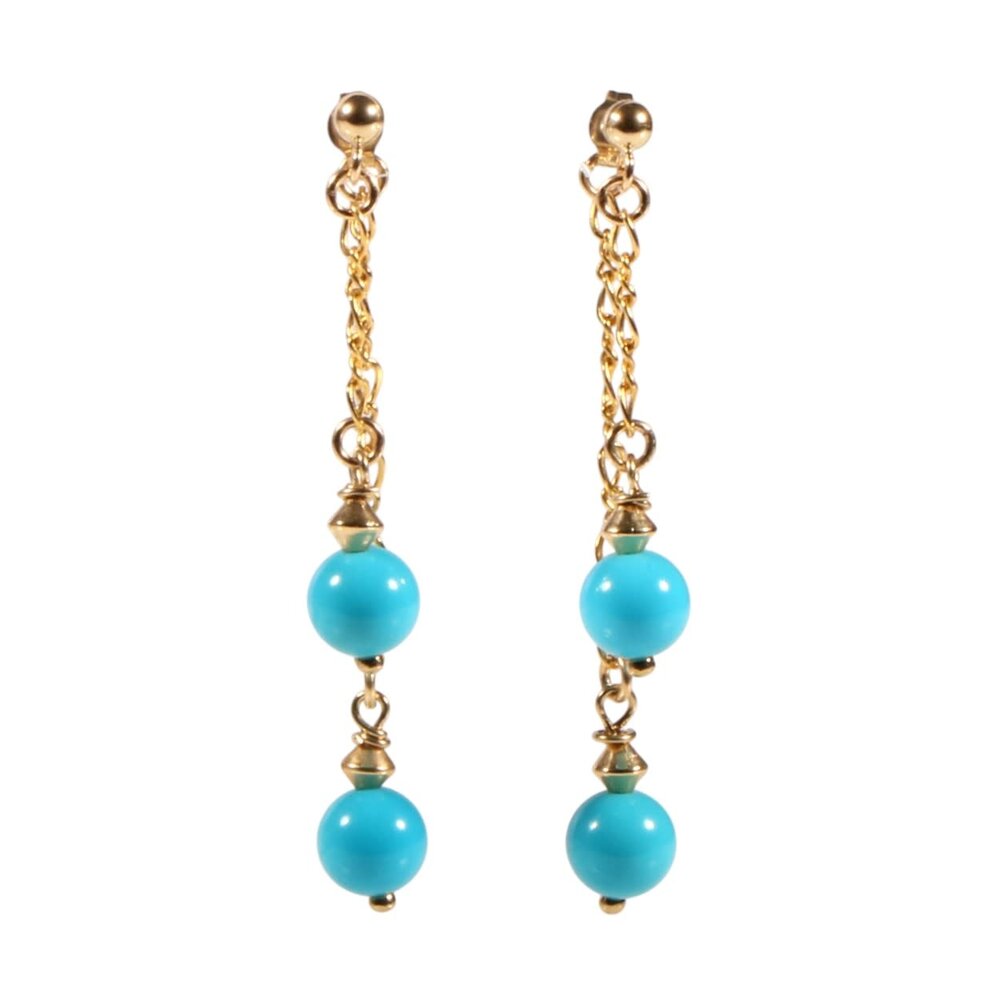 Gouden (14k) met gold filled oorstekers sleeping beauty turkoois