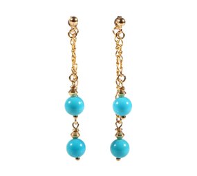 Gouden (14k) met gold filled oorstekers sleeping beauty turkoois