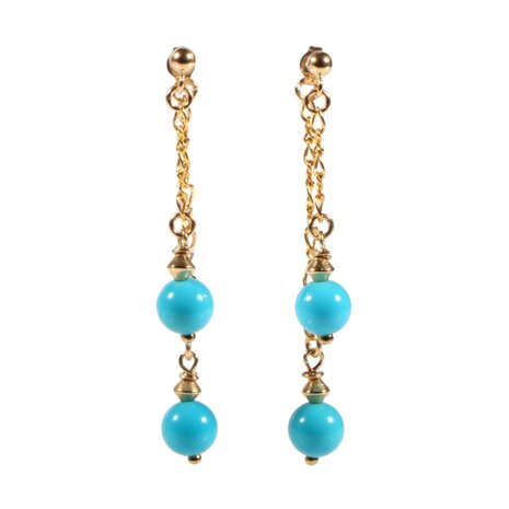 Gouden (14k) met gold filled oorstekers sleeping beauty turkoois