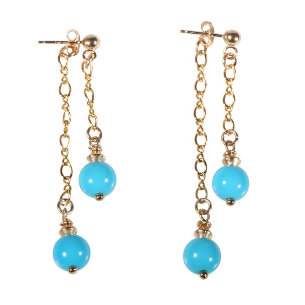 Gouden (14k) met gold filled oorstekers sleeping beauty turkoois