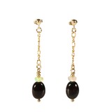 Gouden (14k) met gold filled oorstekers sugiliet met edelopaal