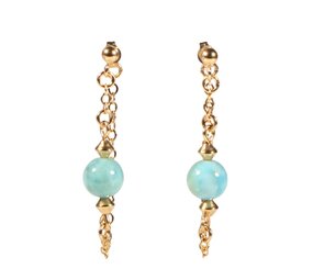 Gouden (14k) met gold filled oorstekers larimar