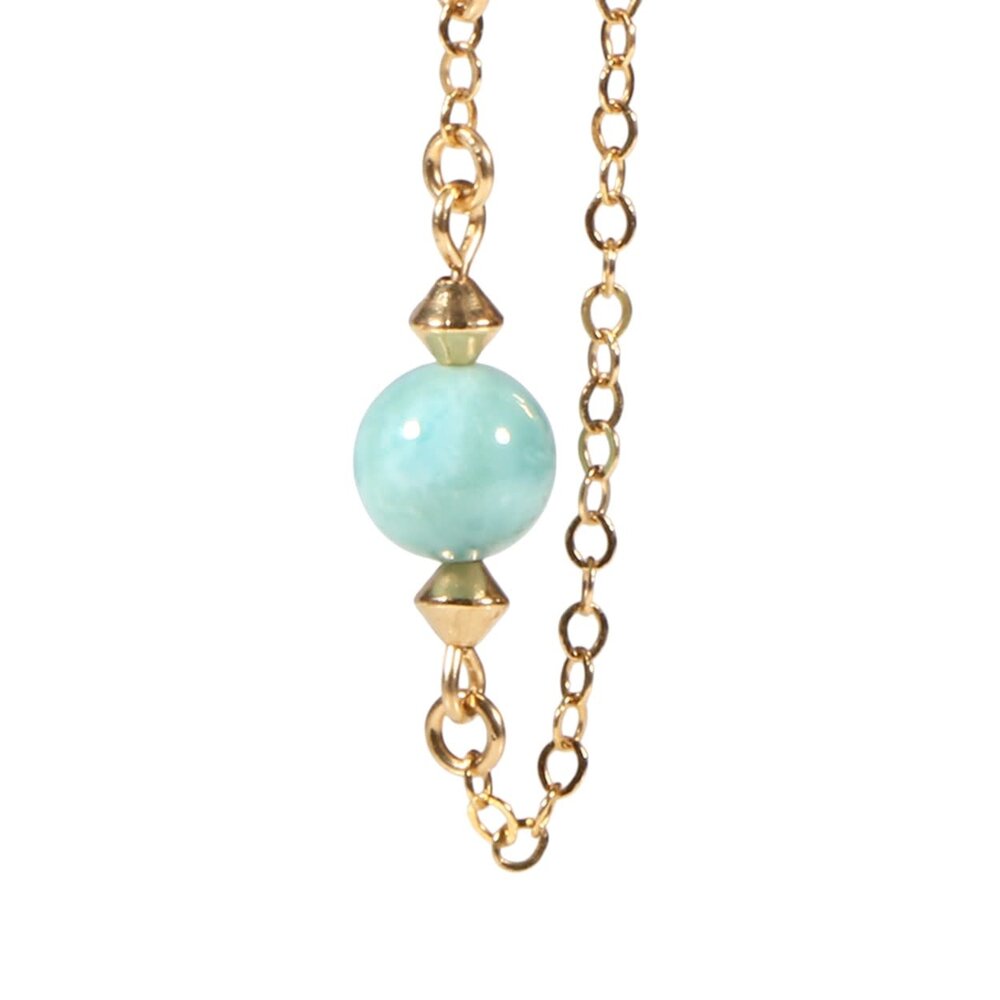 Gouden (14k) met gold filled oorstekers larimar