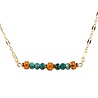 Gold filled ketting met barnsteen en chrysocolla rondelles