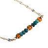Gold filled ketting met barnsteen en chrysocolla rondelles