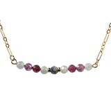 Gold filled ketting met robijn en saffier facet kralen