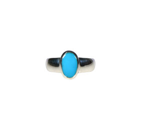 Zilveren ring turkoois (sleeping beauty) maat 18 1/2 | ovaal 1 x 0,7 cm
