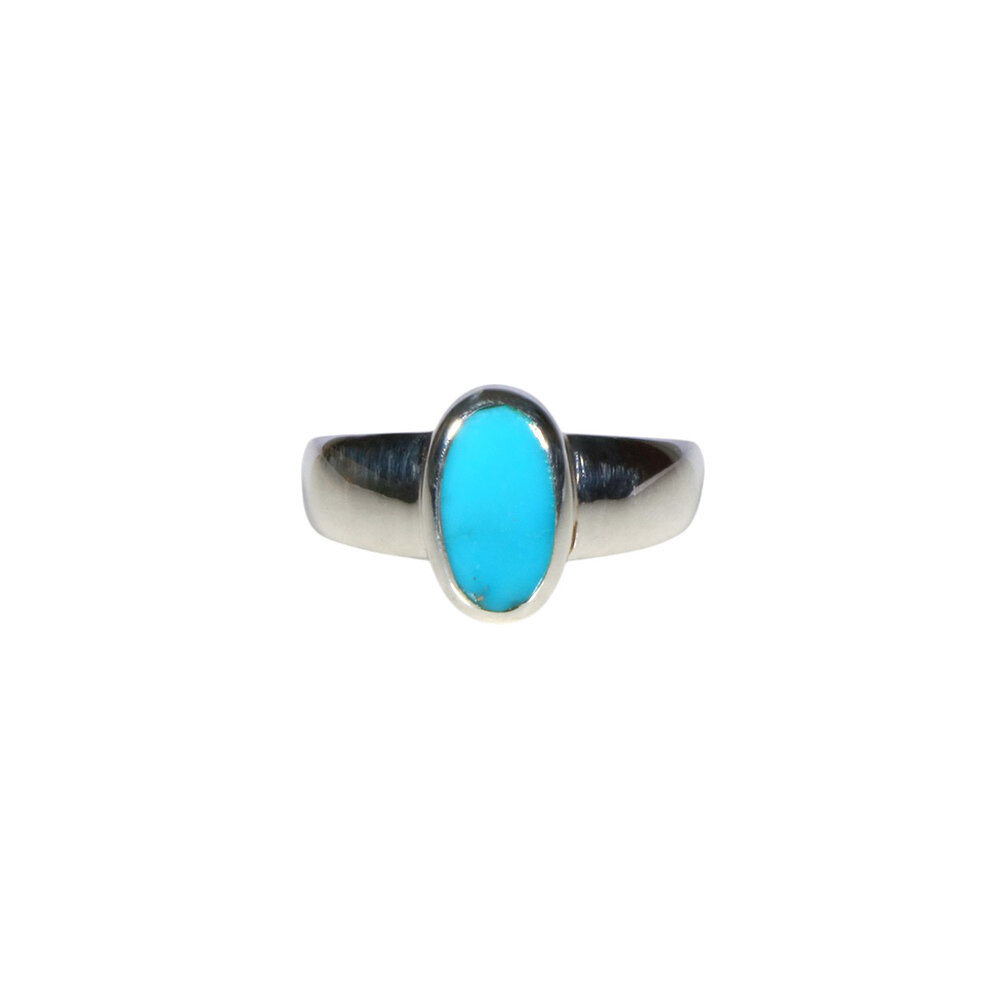 Zilveren ring turkoois (sleeping beauty) maat 17 | ovaal 1 x 0,5 cm