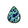 Zilveren ring turkoois met azuriet maat 18 1/2 | druppel 2,8 x 2,6 cm