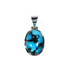Zilveren hanger turkoois met pyriet | ovaal 2,1 x 1,5 cm