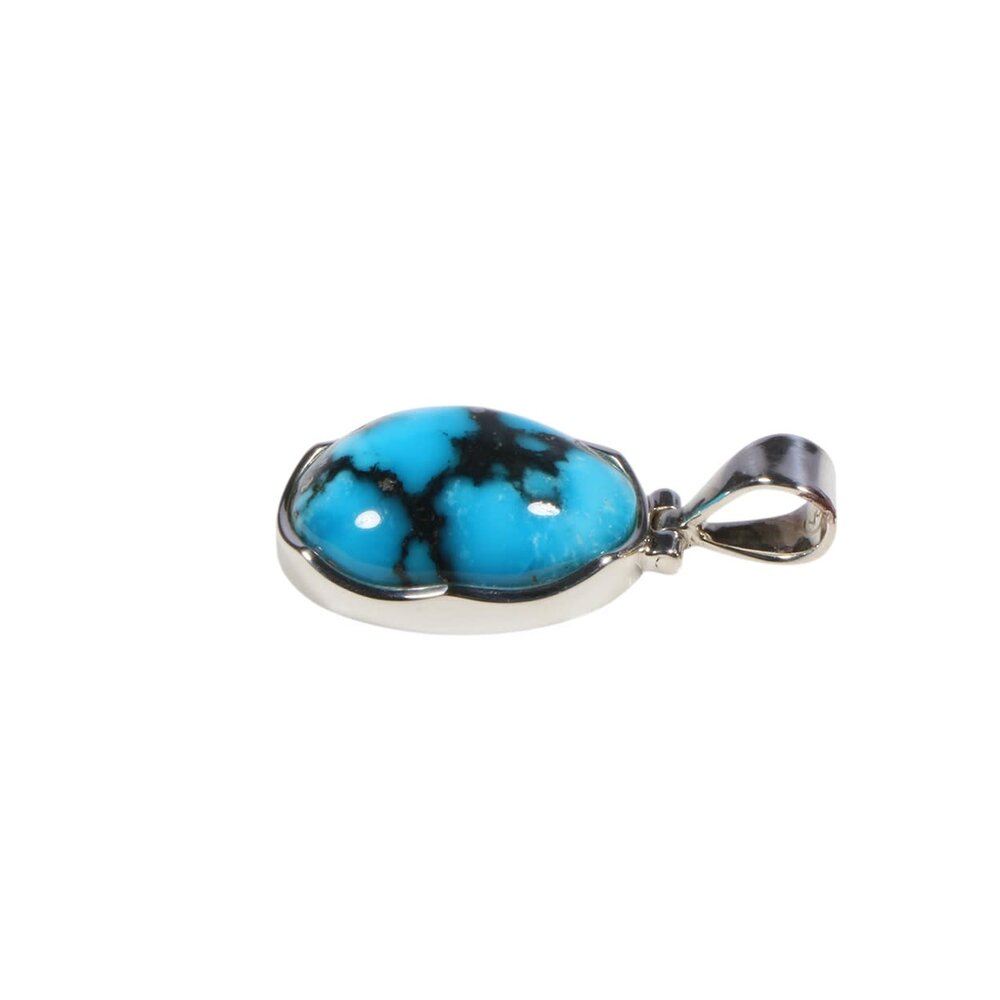 Zilveren hanger turkoois met pyriet | ovaal 2,1 x 1,5 cm