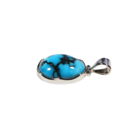 Zilveren hanger turkoois met pyriet | ovaal 2,1 x 1,5 cm