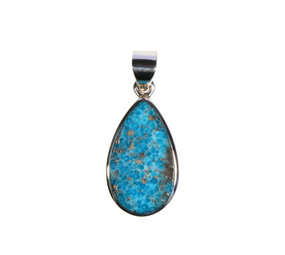 Zilveren hanger turkoois met pyriet | druppel 2,6 x 1,4 cm