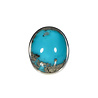 Zilveren ring turkoois met pyriet maat 18 1/2 (licht verstelbaar)| ovaal 2,1 x 1,7 cm