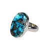 Zilveren ring turkoois met pyriet maat 17 1/2 (licht verstelbaar) | ovaal 2,3 x 1,5 cm