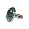 Zilveren ring turkoois met pyriet maat 19 (licht verstelbaar) | ovaal 2,4 x 1,6 cm
