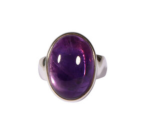 Zilveren ring amethist maat 19 1/2 | ovaal 2,2 x 1,6 cm