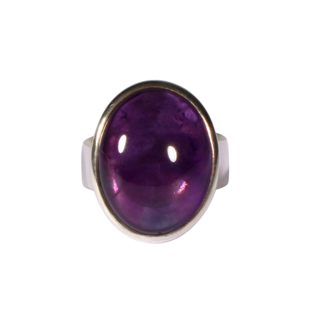 Zilveren ring amethist maat 18 1/2 | ovaal 2,1 x 1,6 cm