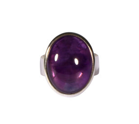 Zilveren ring amethist maat 18 1/2 | ovaal 2,1 x 1,6 cm