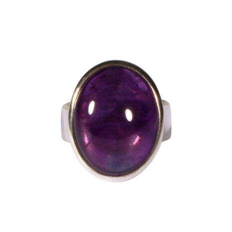 Zilveren ring amethist maat 18 1/2 | ovaal 2,1 x 1,6 cm