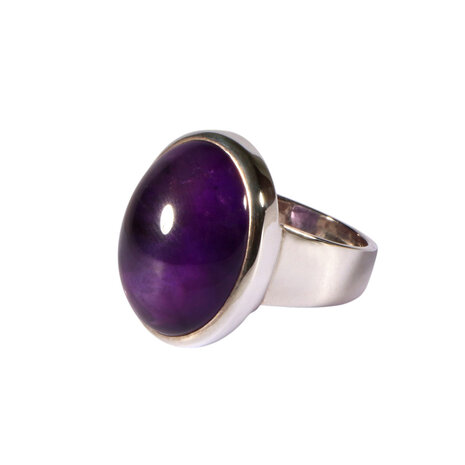 Zilveren ring amethist maat 18 1/2 | ovaal 2,1 x 1,6 cm