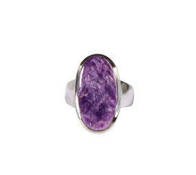Zilveren ring charoiet maat 16 1/2 | ovaal 2 x 1,1 cm
