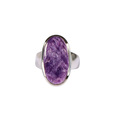 Zilveren ring charoiet maat 16 1/2 | ovaal 2 x 1,1 cm