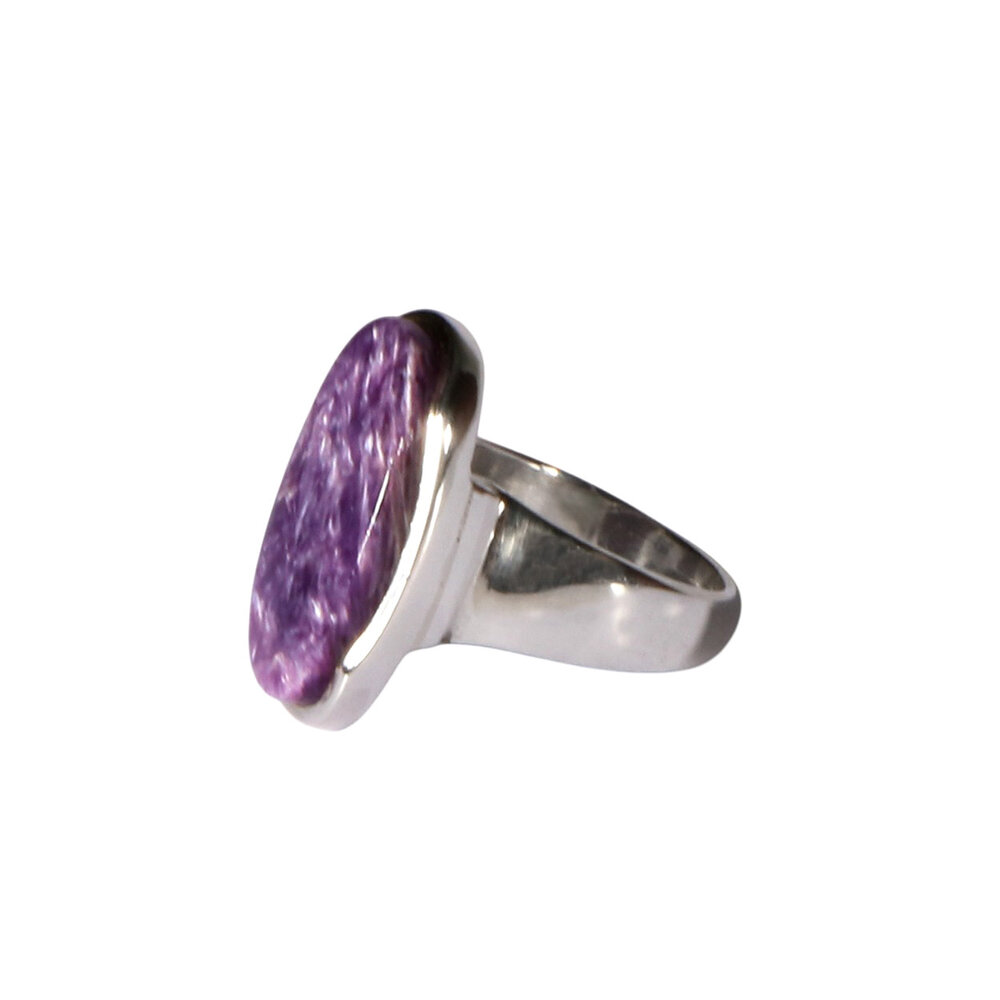 Zilveren ring charoiet maat 16 1/2 | ovaal 2 x 1,1 cm