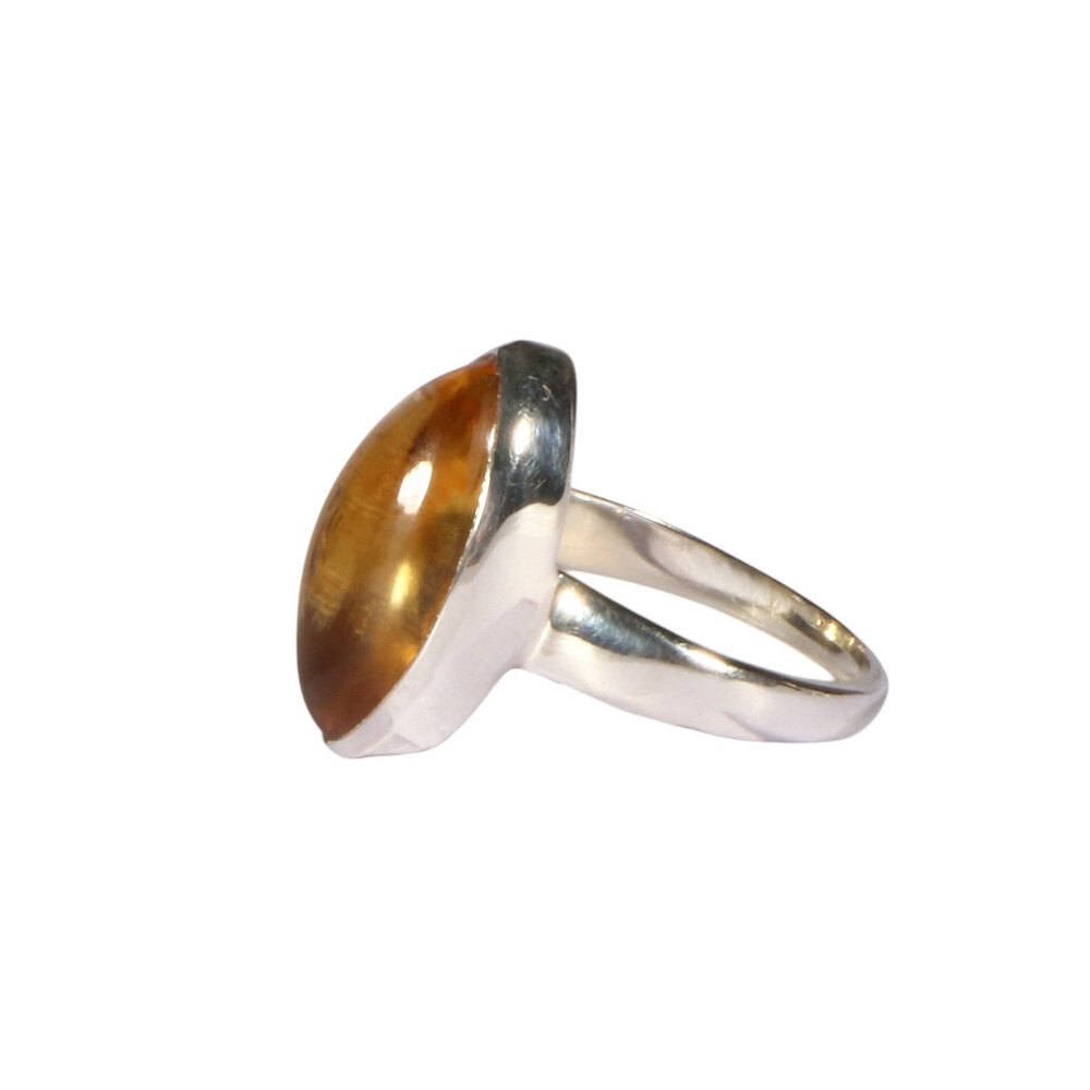 Zilveren ring citrien maat 18 | markies 1,8 x 1 cm Zilveren ring citrien maat 18 | markies 1,8 x 1 cm