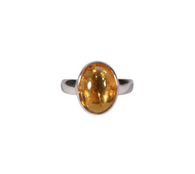 Zilveren ring citrien maat 17 | ovaal 1,3 x 1 cm