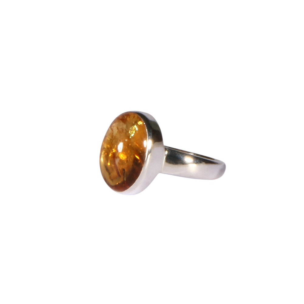 Zilveren ring citrien maat 17 | ovaal 1,3 x 1 cm