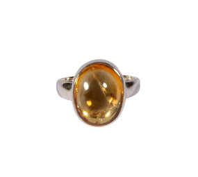 Zilveren ring citrien maat 18 1/2 | ovaal 1,6 x 1,2 cm Zilveren ring citrien maat 18 1/2 | ovaal 1,6 x 1,2 cm