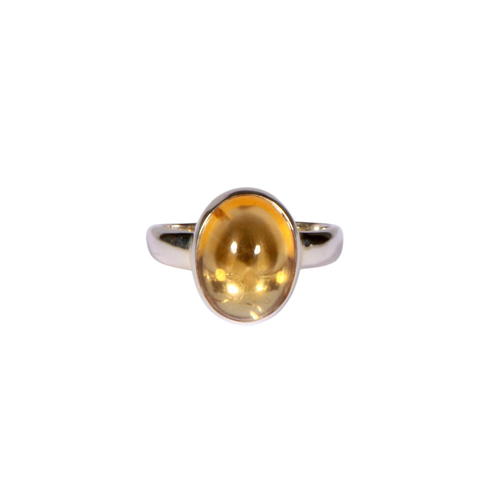 Zilveren ring citrien maat 16 1/2 | ovaal 1,2 x 0,9 cm