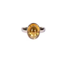 Zilveren ring citrien maat 16 1/2 | ovaal 1,2 x 0,9 cm