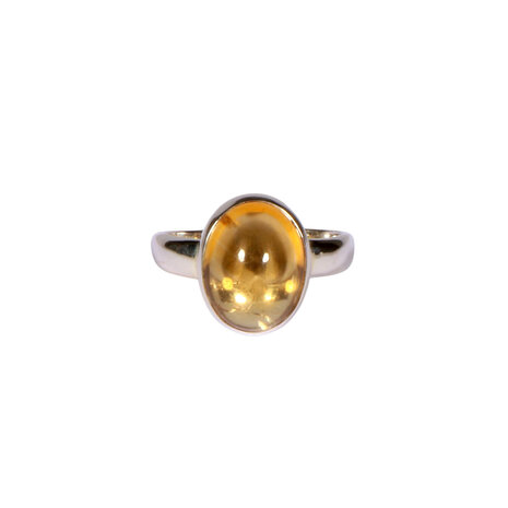 Zilveren ring citrien maat 16 1/2 | ovaal 1,2 x 0,9 cm